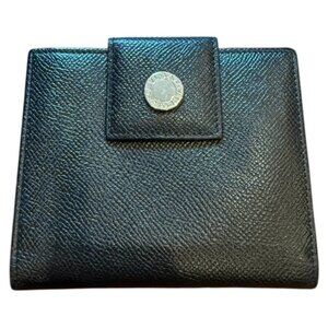 BVLGARI Black Leather Compact Wallet